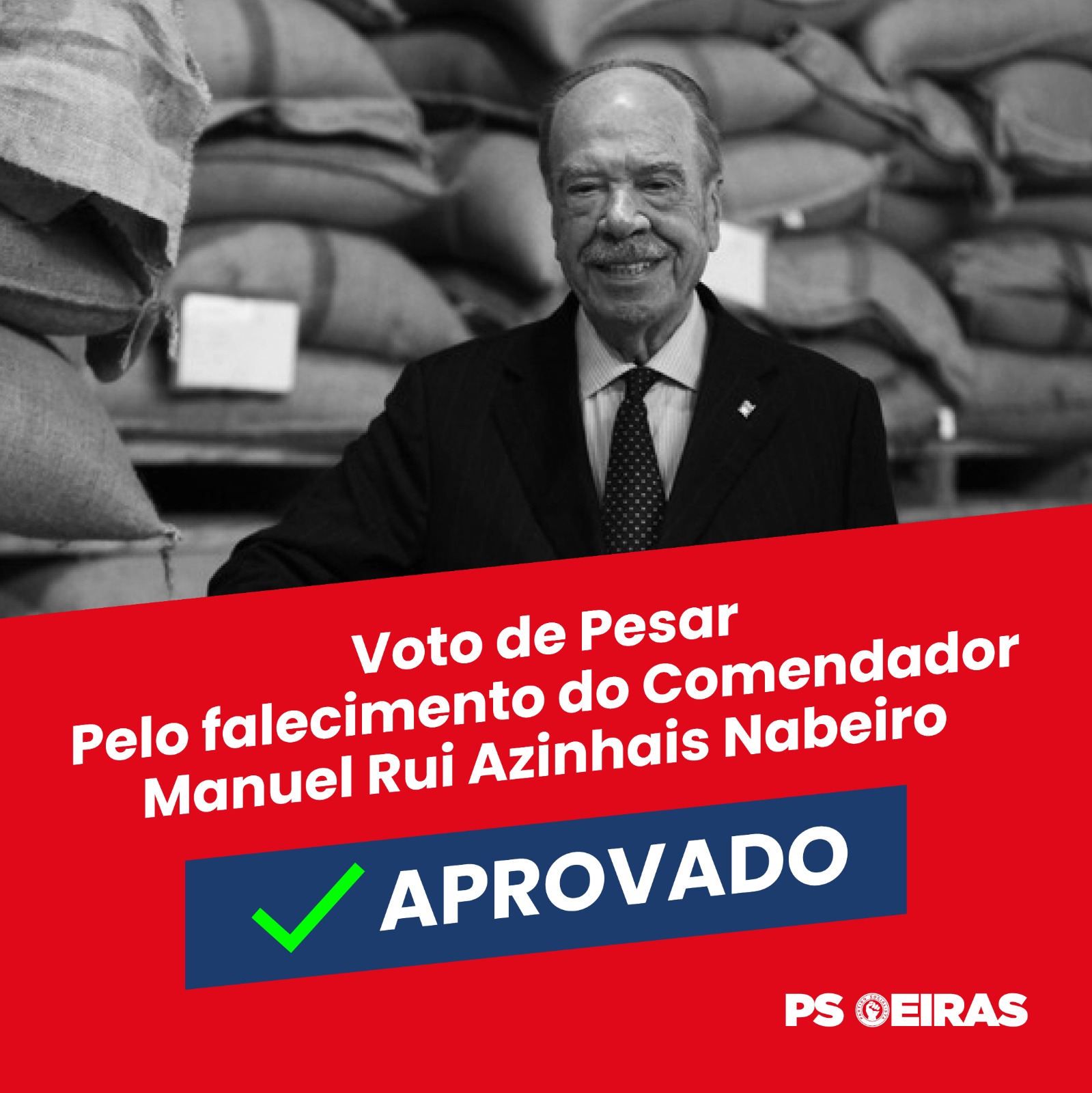 Voto de Pesar pelo falecimento do Comendador Manuel Rui Azinhais Nabeiro aprovado por unanimidade